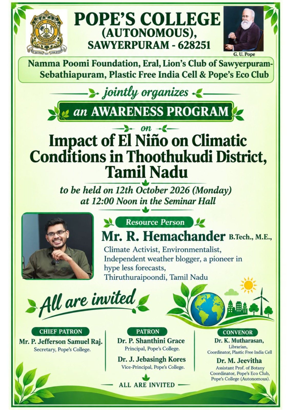 Impact of El Nino on Climatic Conditions in Thoothukudi District, Tamil Nadu